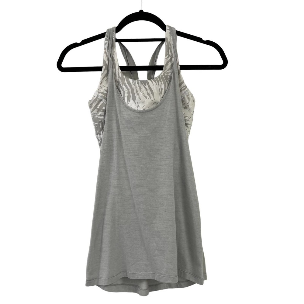 Lululemon Grey White Twist & Toil Tank Womens Size 4